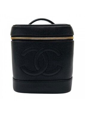 Chanel Bag Matte Caviar Leather Black Gold